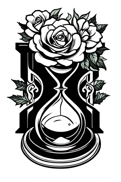 Hourglass And Roses Growing