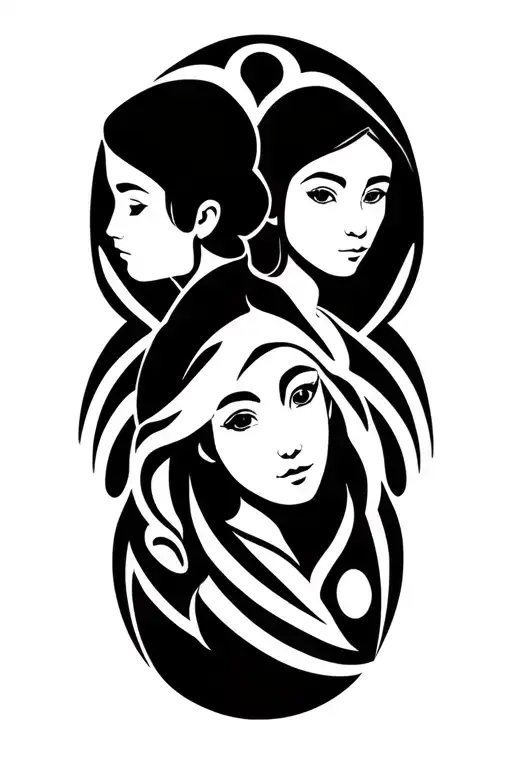 Two Sons And A Daughter Tattoo Design