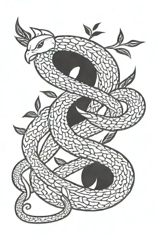 Snake And Dove Carrying An Olive Branch