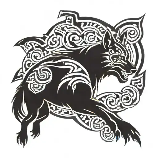 Thunder Wolf Silhouette Surrounded