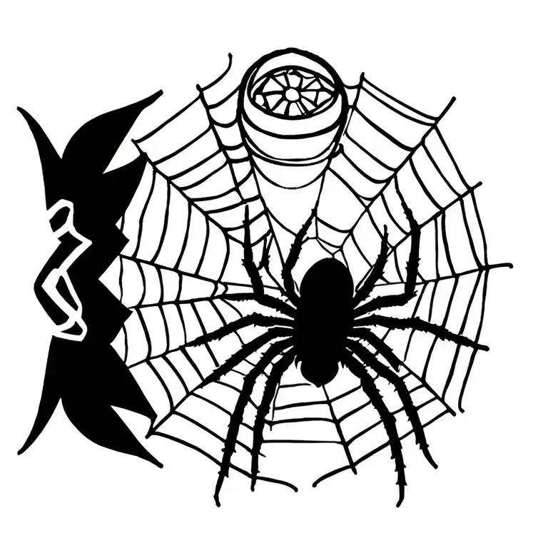 Spider Web With A Spider And Hourglass