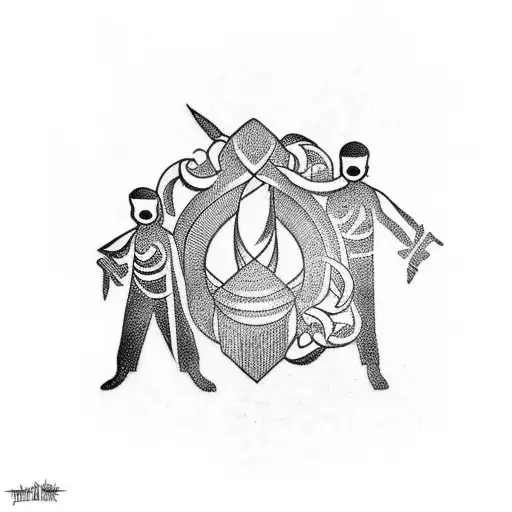 A Tattoo Design Representing The Bond Between A Father And His Four Children