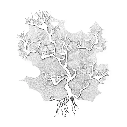 Tree Branches And Roots Growing Into Motherboard