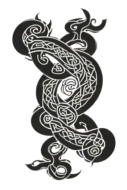 Maori Celtic Knotwork Design Incorporating Taniwha