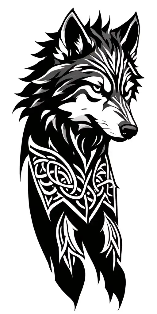 Celtic Wolf Surrounded By Armor
