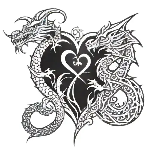 Dragon And Heart Intertwined