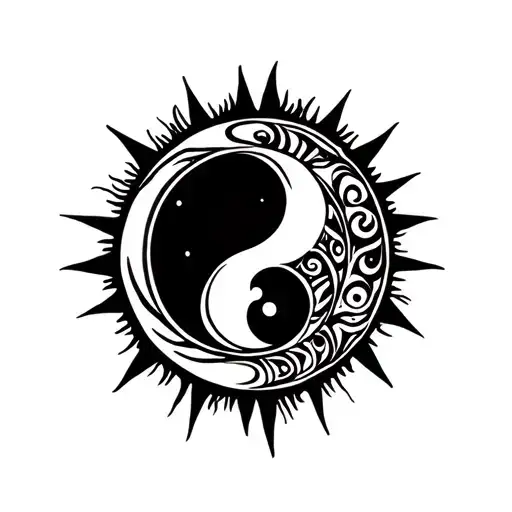 The Sun And The Moon In Ying And Yang Symbol Formed