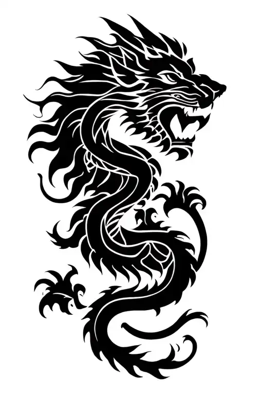 Lion And Dragon Intertwined