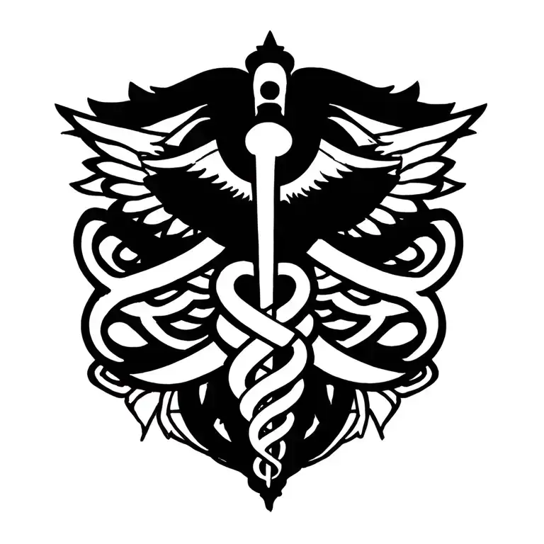 Caduceus And Star Of Life Intertwined