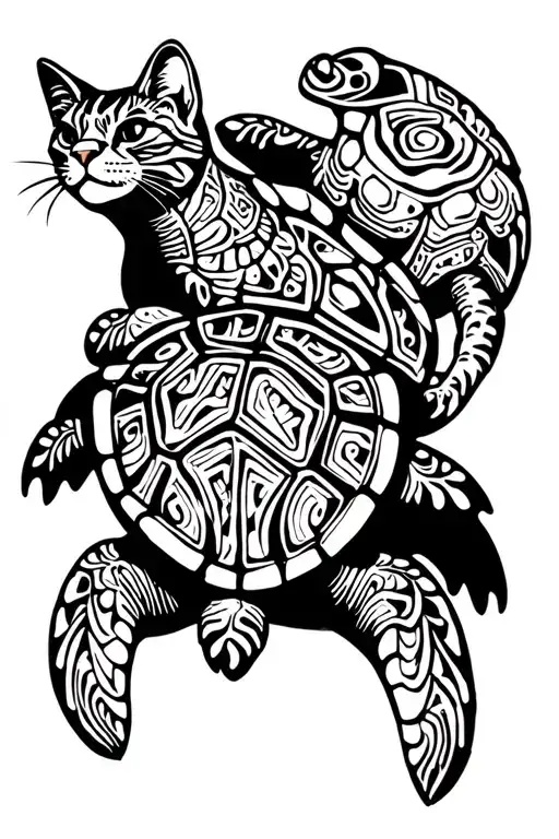 Turtles With A Cat In Shel