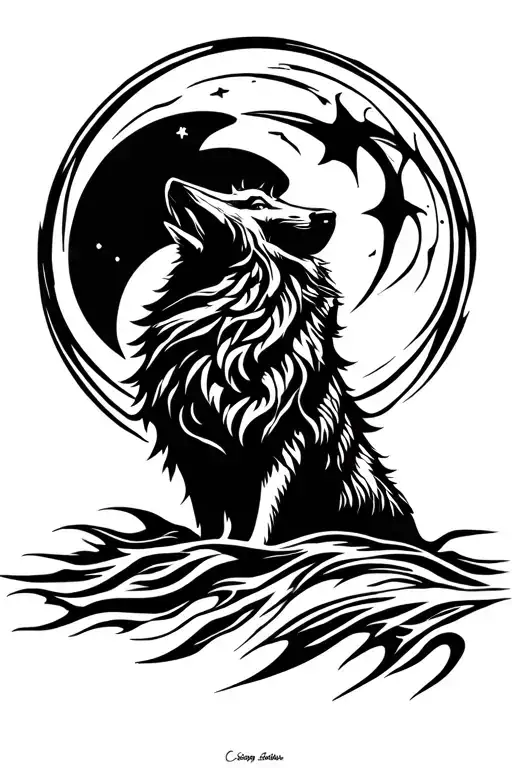 Wolf Howling To The Moon