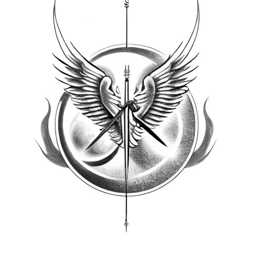 Yin Yang Angel And Devil Wings In The Form Of Bow And Arrow