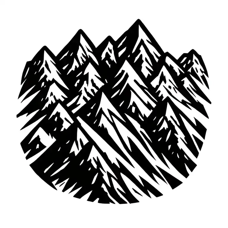 Snowy Mountain Peaks In Tribal Style