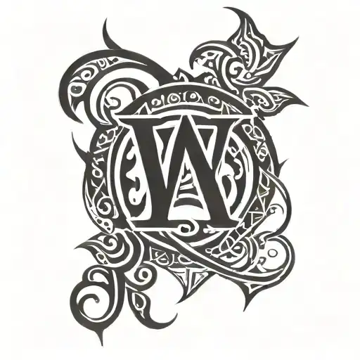 Warrior And Royalty Tribal Tatto With The Letter W