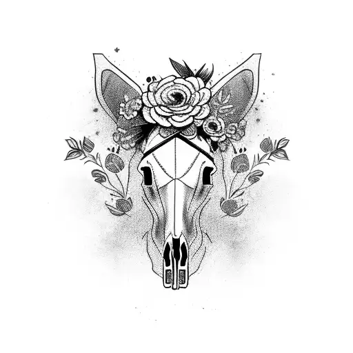 Horse Skull With Flowers