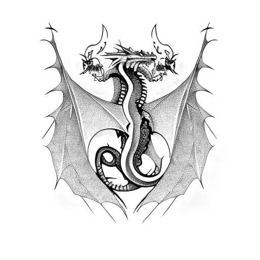 Dragon With The Names Of The Seven Deadly Sins In The Design
