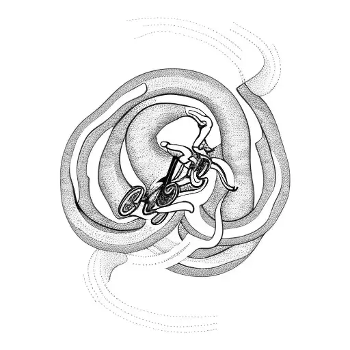 A Fierce Mountain Biker Riding Through A Winding Serpent-shaped Trail