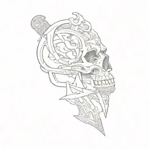 A Skull With A Knife
