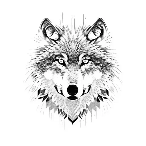 Wolf With Native Feathers