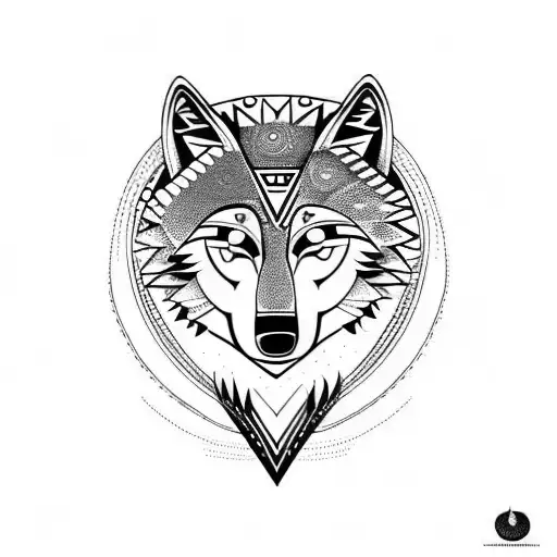 Wolf And Moon Tribal