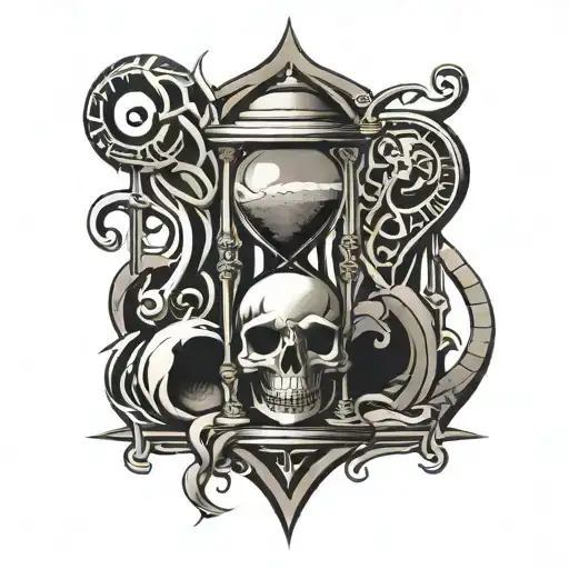 Hourglass With Skull In Sand