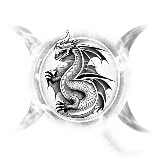 With A Dragon Inside A Vivid Hourglass Blowing Fire Up At The Falling Sand