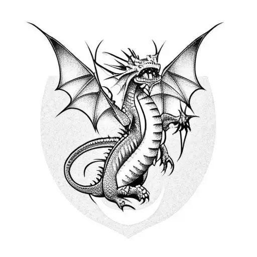 Design A Tattoo Featuring A Dragon In A Computer Game Setting