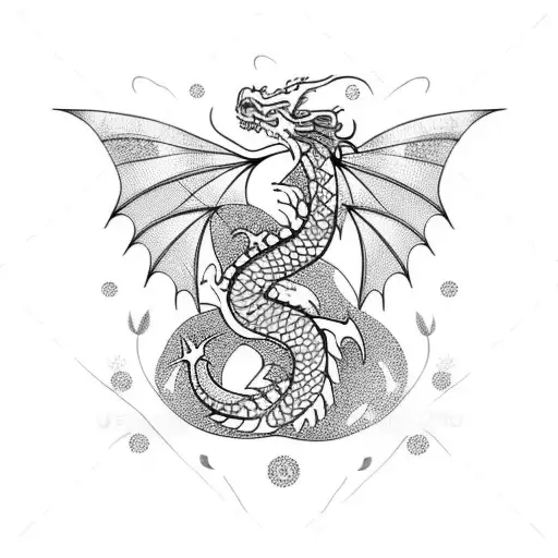 Dragon With Butterflies