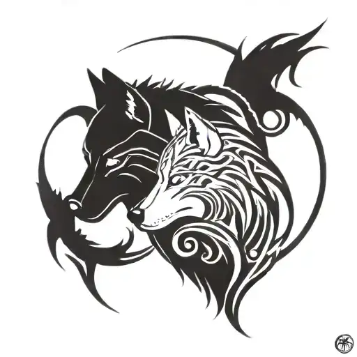 Two Wolves With Scorpio And Pisces Zodiac Signs Incorporated