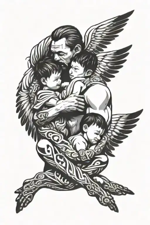 A Tired Father Grows Wings After Hugging His Children