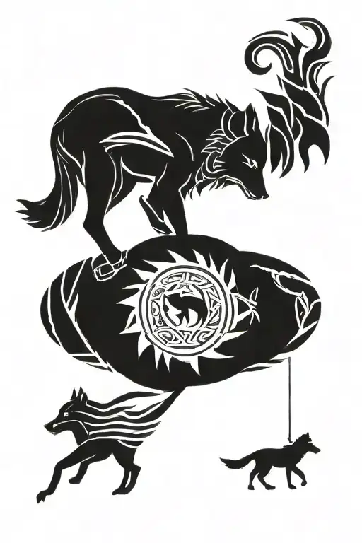 Wolf Walks Hand In Hand