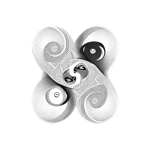Ying And Yang Symbol Replacing The Teardrops With 2 Cats
