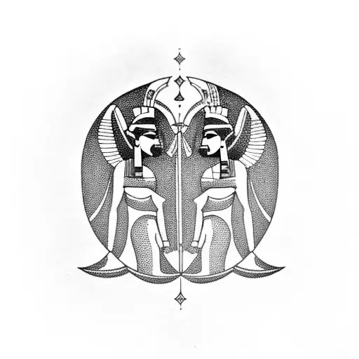 Egyptian Libra Themed Tattoo With Wife's Name Meghana