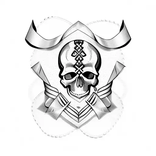 Stoic Skull With Torn Ribbon