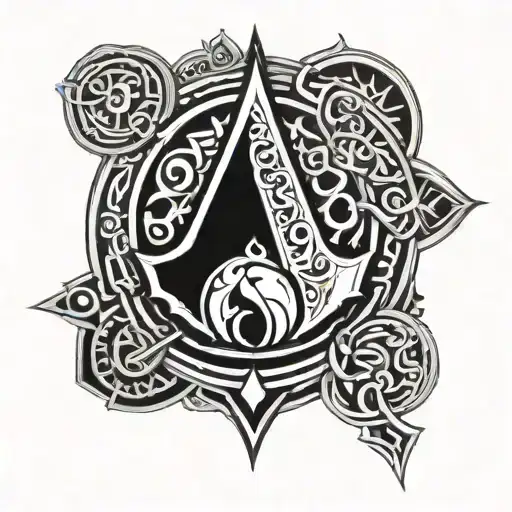 Assassins Creed Valhalla Symbol With Intricate Norse Designs With A Hidden Blade