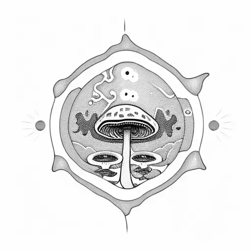 Psychodelic Tattoo Liquid Mushroom Sunset Ocean Agressive Edges