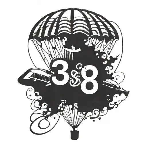 Military Parachute Of A Paratrooper With The Number 38