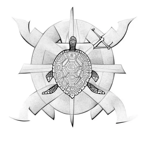 A Turtle And A Ship's Anchor Mixed Together Polynesian Style