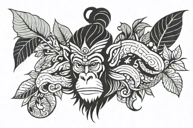 Monkey King Drinking From Leaves