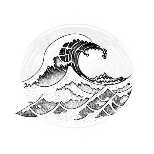 Ocean Wave With Mountain