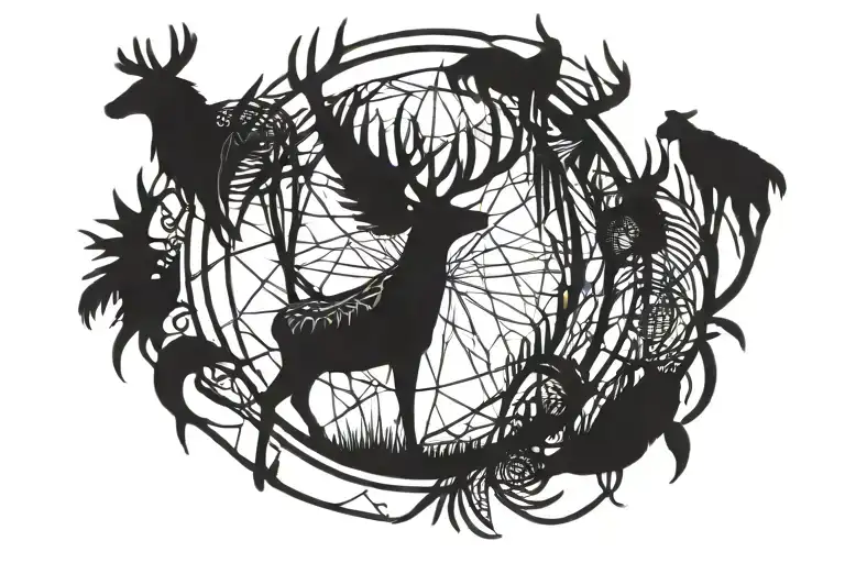 Deer Inside Dreamcatcher Intertwined