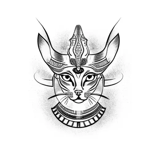Bastet Egyptian Goddess Head Tattoo Design