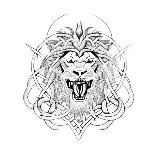 A Celtic Knot Dragon With Lion-like Features