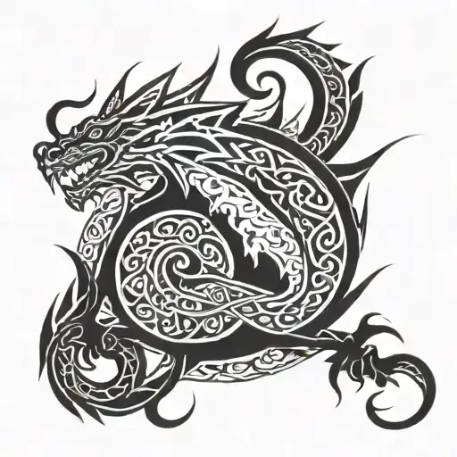 Celtic Dragon Flying Towards