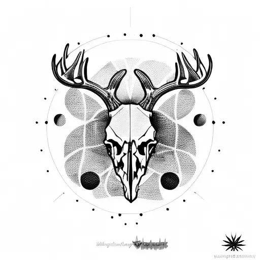Deer Skull Inside A Black Sun