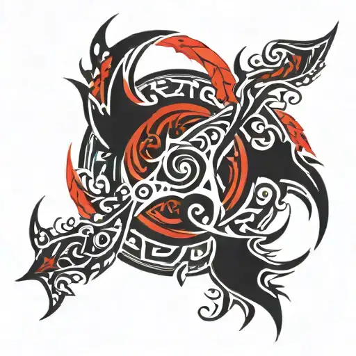Black And Red Fire Type Tattoo Design Representing