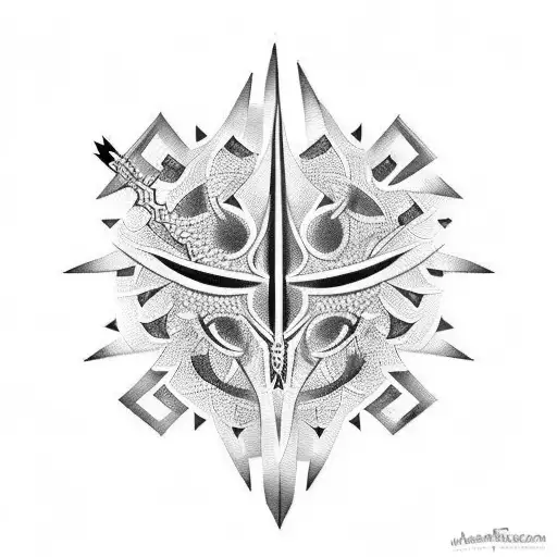 Spine Tattoo Of Spikey Line Work