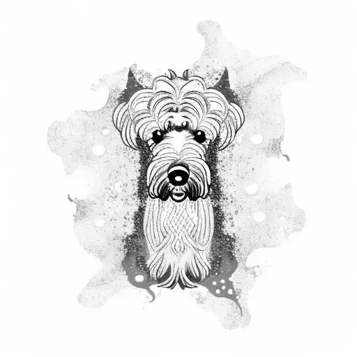 A Kerry Blue Terrier Gracefully Swimming In A Fluid Dynamics-inspired Ocean