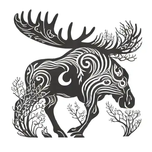 Hollow Moose With Nature Scene Inside