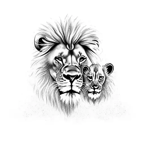 Dad Lion With Son Lion